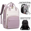 Stylish purple and white large capacity laptop backpack with trolley strap for women - 2308 Upgraded - Creamy White and Purple