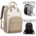 Two-tone beige laptop backpack with 15.6 inch compartment and luggage trolley sleeve - 2308 Upgraded - Creamy White and Khaki
