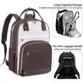 Brown and cream large capacity laptop backpack with luggage strap for travel - 2308 Upgraded - Creamy White and Coffee