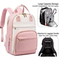Large capacity pink and white fashion laptop backpack for women fits 15.6 inch notebook - 2308 Upgraded - Creamy White and Pink