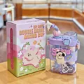 Niedliche violette Cartoon-Strohhalm-Wasserflasche inklusive 650-ml-Verpackungsbox - 620ml / Lila