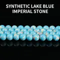 Synthetic lake blue imperial stone round beads for DIY jewelry making accessories - Synthetic Lake Blue Imperial Jasper