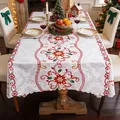 Elegant white Christmas floral embroidered lace rectangle tablecloth for dining room - Christmas Poinsettia