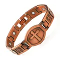 Retro copper magnetic therapy bracelet with embossed cross design for health and style - Cross Large Version (QSSZJ-SL)