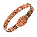 Retro red copper magnetic bracelet with embossed cross pattern for therapeutic wear - Cross Small Version (QSSZJ-SL)