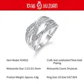 Anillo plata S925 con 54 moissanites, tallas EE. UU. 5-9, diseño elegante. - Talla US 9 / Estilo Moissanita 2.5mm (R14051)