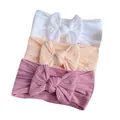Set di 3 fasce elastiche jacquard per neonati con fiocchi in bianco, pesca e viola - Set di 3 Bianco/Nudo/Viola (Colori Misti)