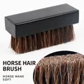 Soft brown horsehair shoe brush with a black wooden handle for premium leather care - Square Beech Wood Horsehair Brush Black A-233