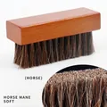 Beech wood handle shoe brush featuring soft horse mane bristles for leather polishing - Square Beech Wood Horsehair Brush Antique Bronze A-232