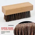 Natural beech wood handle shoe brush with soft horse mane bristles for polishing - Varnished Square Beech Wood Horsehair Brush Natural A-231