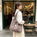 Large capacity brown polka dot tote bag for women's casual and daily commute use - Brown With Beige Hearts