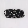 Magic beaded hair comb with black and silver beads on a double-row insert comb - Black