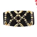 Elegant double row magic hair comb with gold and silver beads for women's hairstyling - Gold (As Shown)