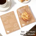 Oil-proof kraft paper bread packaging bag with window, size 13x19cm, 100pcs per pack - 13x19cm (100 Pieces/Pack) / Kraft Color