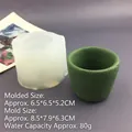 Detailed view of translucent silicone candle cup mold and textured green cement flower pot - Style 10 Medium / Semi-transparent
