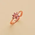 Verstellbarer Ring aus Roségold mit Katzenpfoten-Design und rosa Herz-Edelsteinen für Damen. - Roségoldener Katzenpfotenring