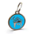 Medaglietta identificativa blu in lega di zinco con design a forma di cuccia per cani - Φ25mm / Blu