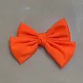Handmade neon orange fabric double bow hair clip with spring top fastener style - Duckbill Hair Clips / Orange