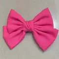 Vibrant fluorescent pink bow hair clip with textured fabric for stylish women and girls - Duckbill Hair Clips / Pink