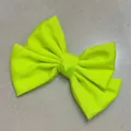Handmade bright neon yellow oversized fabric bow hair clip with secure spring fastener - Duckbill Hair Clips / Yellow