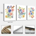 Detailed views of the wood frame, extended border, and hook for boho floral canvas art. - Hand-painted Watercolor Floral Style (24Y30090)