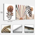 Detailed features of Bohemian botanical canvas art including wood frame and mounting hook - Earth Tone Leaf Style (24Y30089)