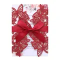 Elegante invito a farfalla rosso glitterato con fiocco di raso rosso - Glitter Rosso Brillante (Set Completo)