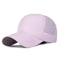 Light pink quick-dry perforated baseball cap with breathable laser-cut holes for sports - Adjustable / Lavender