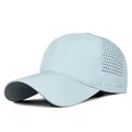 Light blue breathable quick-dry perforated baseball cap for outdoor sports - Adjustable / Large Size Mist Blue