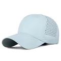 Light blue quick-dry breathable baseball cap with laser-drilled holes for sports. - Adjustable / Fog Blue