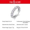 Anillo de Eternidad de Plata 925 con Piedras de Moissanita Redondas de 5,0 mm, Talla US 5-9 - Talla US 9 / Estilo de Moissanita Plateada