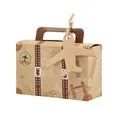 Caja de regalo de maleta vintage de papel kraft con etiqueta de avión para bodas - Kraft (Tema Avión)