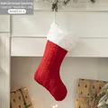 Red knitted Christmas stocking with white fluffy cuff for festive home fireplace decor - Red Cable Knit Style (AGWZ16-1)