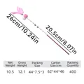 Pink macaron cat teaser stick toy with feathers, bells and beads, 10.24 inches length - Pink Dragonfly Feather Style
