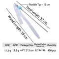 Macaron style cat teaser wand featuring blue pom-pom bell and long white ribbons - Blue Ribbon Fur Ball Bell (B14416)