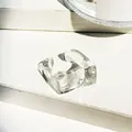 Chunky minimalist transparent resin ring featuring a creative vintage open band design - Transparent Ice Pattern (5305108)