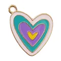 Multi-colored layered enamel heart alloy pendant for DIY earring and necklace making - Lake Blue + Violet