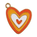 Multi-layered colorful drip oil heart shaped alloy pendant for DIY jewelry making - Orange + White