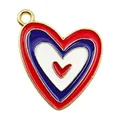 Red white and blue layered enamel heart alloy pendant charm for DIY jewelry - Red + Royal Blue + White