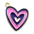 Purple and pink heart-shaped enamel alloy pendant charm for DIY jewelry making - Light Purple + Purple