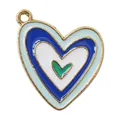 Multicolor enamel heart alloy pendant for DIY necklace and bracelet jewelry making - Royal Blue + White