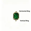 Emerald green rectangular glass pendant with 14k gold plated loops for DIY jewelry making - H-2114 / Emerald Green (Horizontal + Vertical Loops)