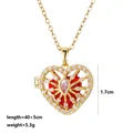 Detailed view of the heart locket necklace showing 1.7cm height and chain length - Red