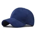 Detailed view of the blue suede baseball cap showing its high-quality thick texture - Adjustable / Navy Blue