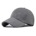 Minimalist grey suede baseball cap with adjustable strap for autumn and winter wear - Adjustable / Gray
