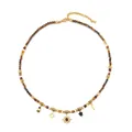 Collana di perline stile bohémien Maillard con ciondoli a girasole e stelle oro - Collana Occhio di Tigre Sentiero del Tramonto (XL-1270DY01)