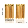 Close-up detail of geometric gold plated earrings showing dimensions and 15.5g weight - Four Bar Geometric (Style 8)