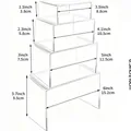 Detailed dimensions for clear acrylic display risers set of four stackable stands - 3+4 Inch (1 Set)