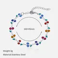 Kleurrijke glitter kersen bedelarmband van roestvrij staal met verstelbare ketting - Meerkleurig (Staal)