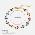 Vergulde roestvrijstalen armband met kleurrijke glitter kersenhangers voor dames - Meerkleurig